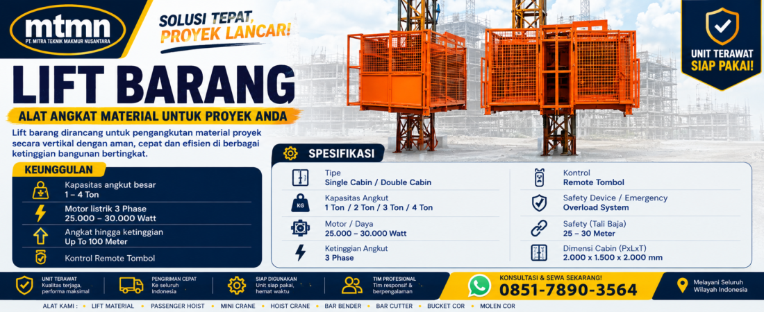 Sewa Lift Barang Blora Jawa Tengah | WA 085178903564